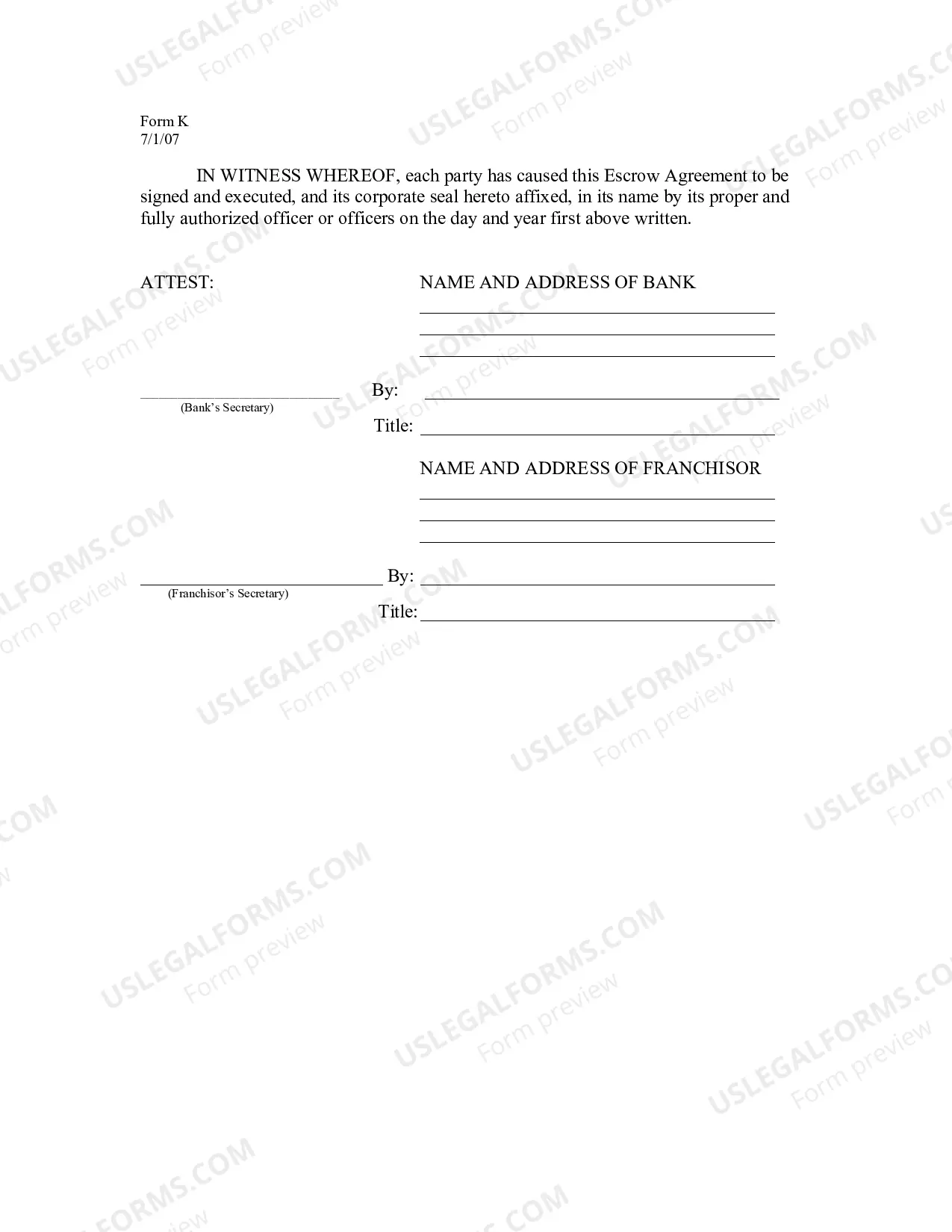 Preview Escrow Agreement
