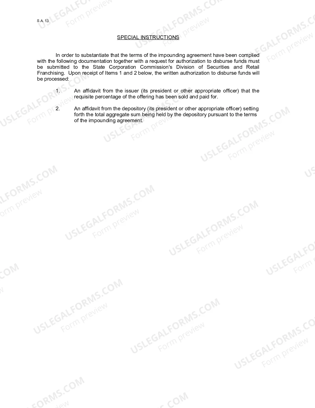 Preview Impounding Agreement