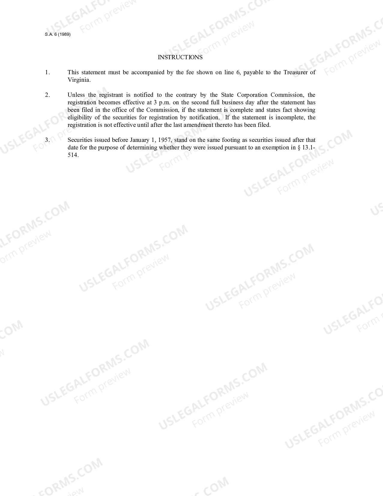 Preview Registration by Notification - Pursuant to 21 VAC 5-30-50 Non-Issuer Distribution "Secondary Trading"