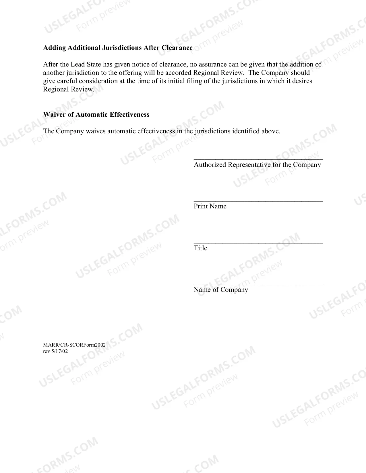 Preview Small Business Securities Offering Application for Mid-Atlantic Regional Review Form
