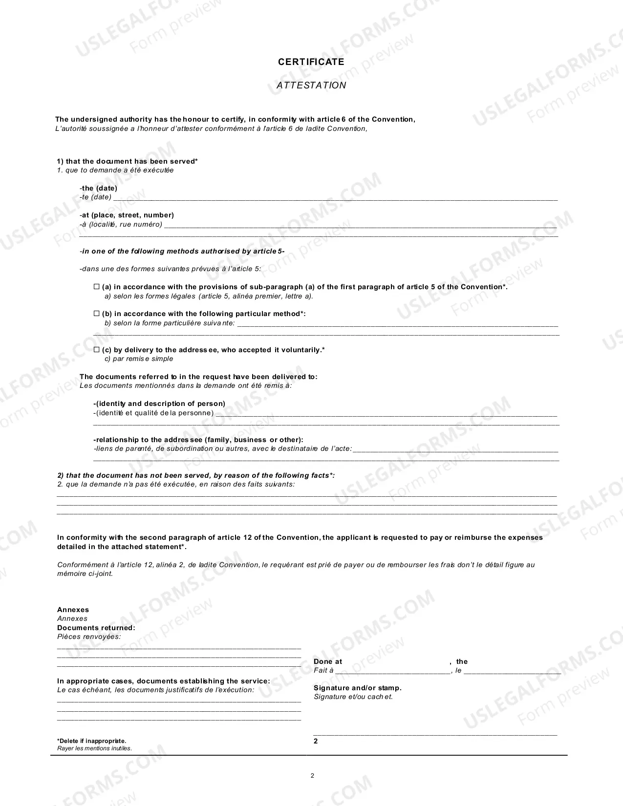 Preview Hague Form