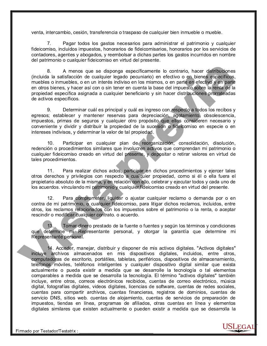 Preview Formulario de última voluntad y testamento legal para persona soltera sin hijos