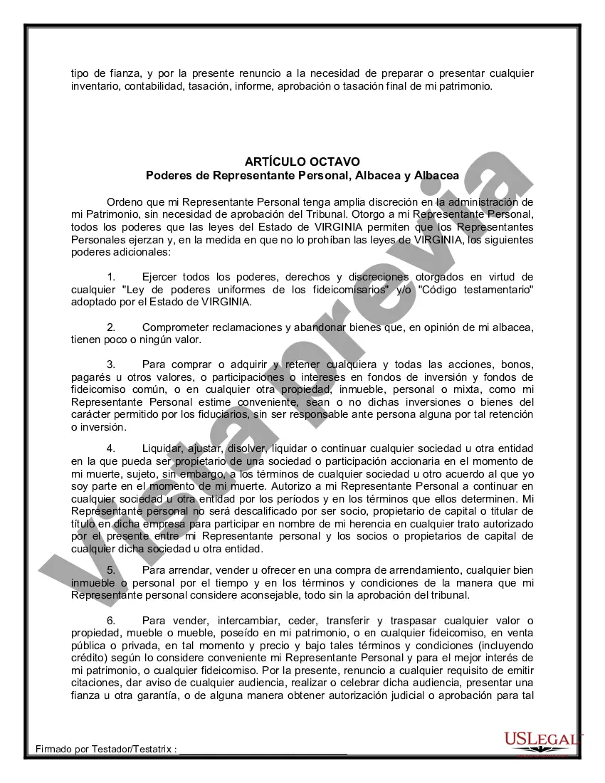 Preview Formulario de última voluntad y testamento legal para persona soltera sin hijos