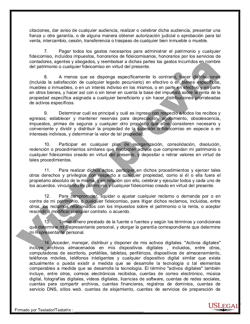 Preview Formulario de última voluntad y testamento legal para personas divorciadas que no se han vuelto a casar con hijos adultos