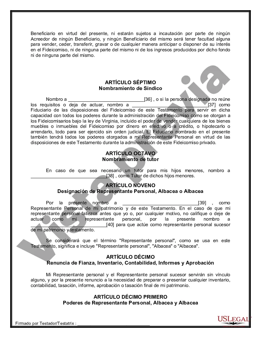 Preview Formulario de última voluntad y testamento legal para personas divorciadas que no se han vuelto a casar con hijos adultos y menores