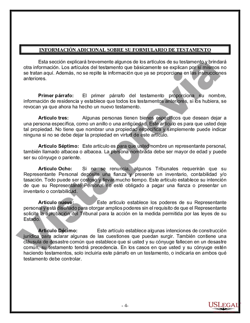 Preview Paquete de Voluntades Mutuas con Últimas Voluntades y Testamentos para Pareja Casada con Hijos Adultos