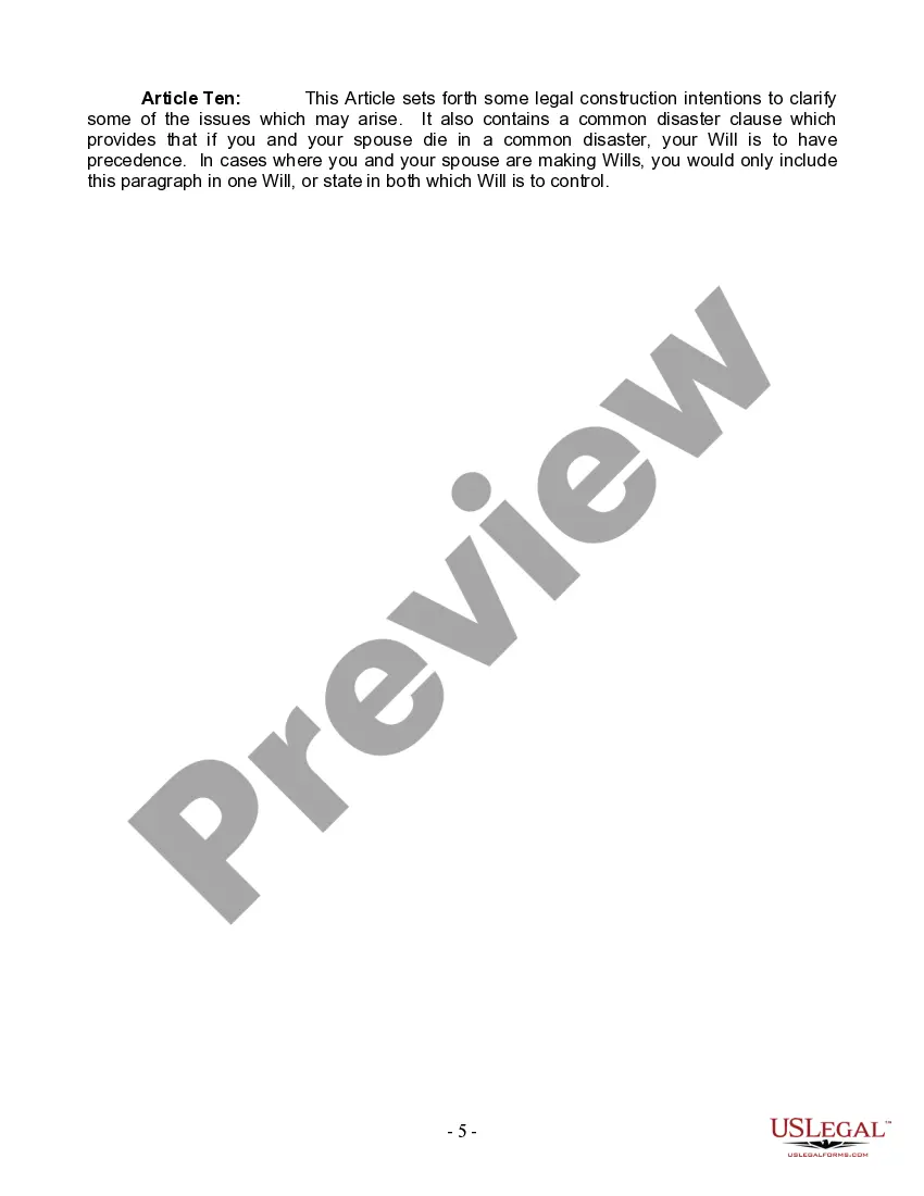 Preview Mutual Wills Package for Married Couple with Adult Children