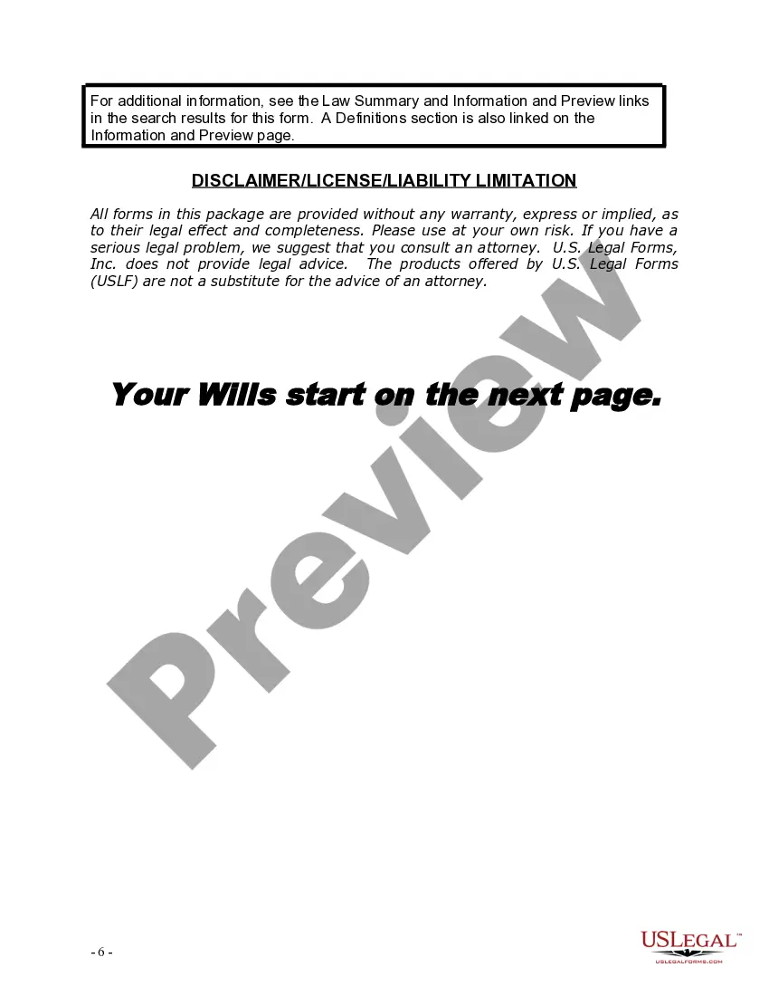 Preview Mutual Wills Package for Married Couple with Adult Children