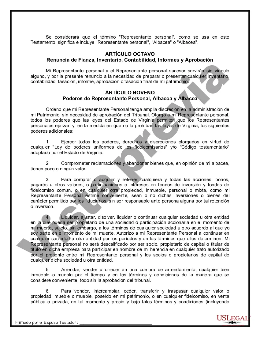 Preview Paquete de Voluntades Mutuas con Últimas Voluntades y Testamentos para Pareja Casada sin Hijos