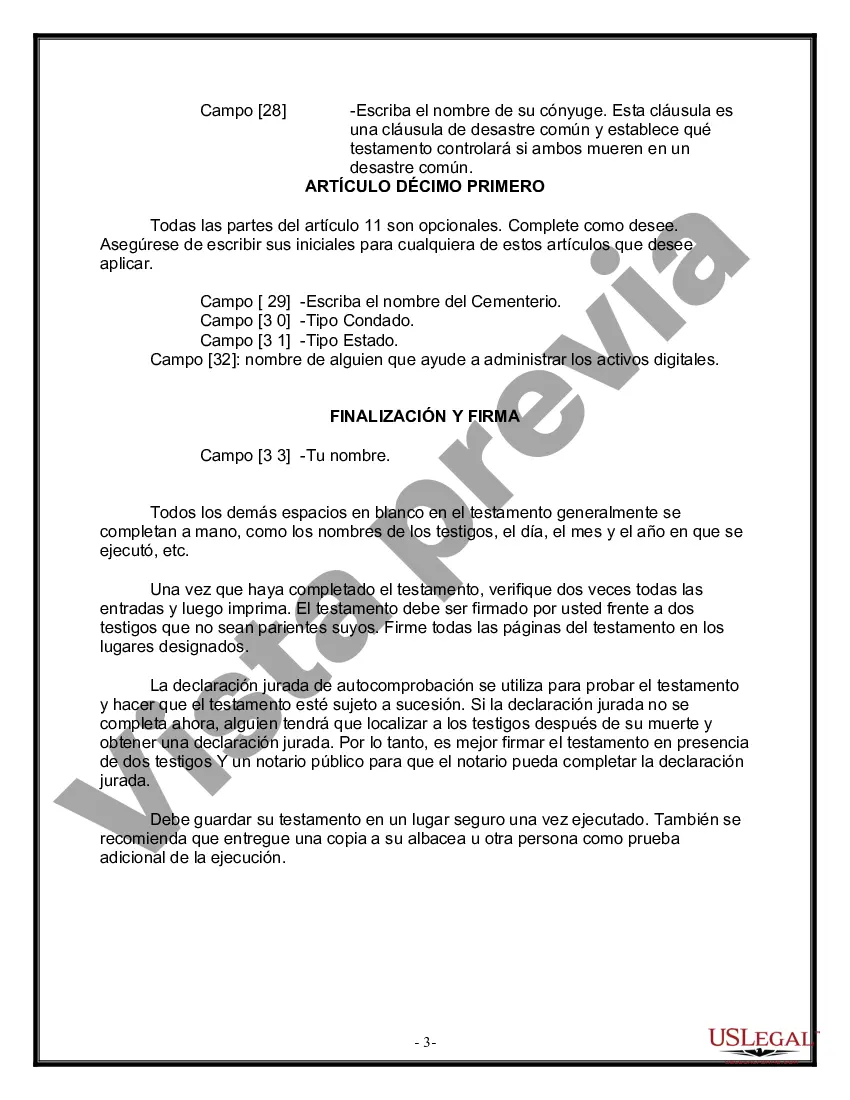 Preview Paquete de Voluntades Mutuas con Últimas Voluntades y Testamentos para Pareja Casada sin Hijos