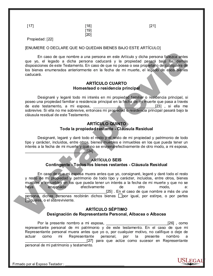 Preview Paquete de Voluntades Mutuas con Últimas Voluntades y Testamentos para Pareja Casada sin Hijos