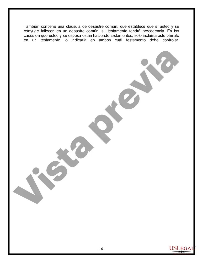 Preview Formulario Legal de Última Voluntad y Testamento para Persona Divorciada y Recasada con Hijos Míos, Tuyos y Nuestros