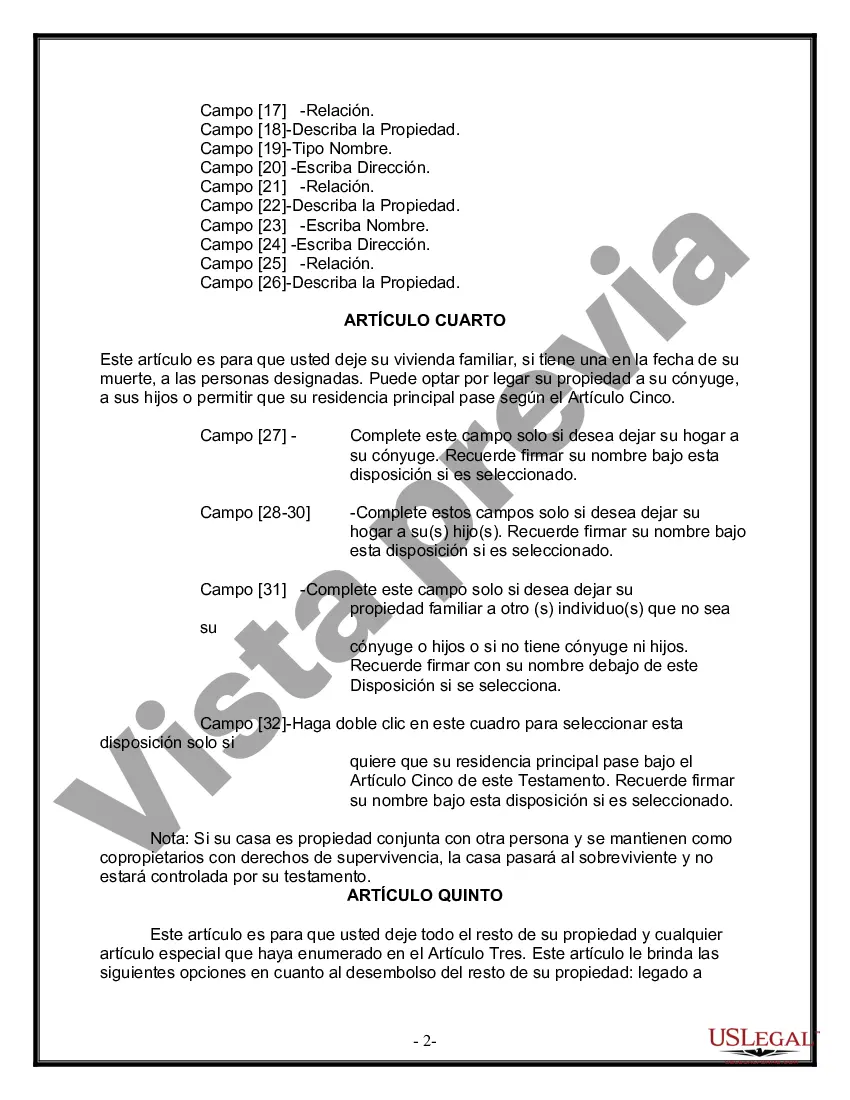 Preview Última voluntad y testamento para otras personas