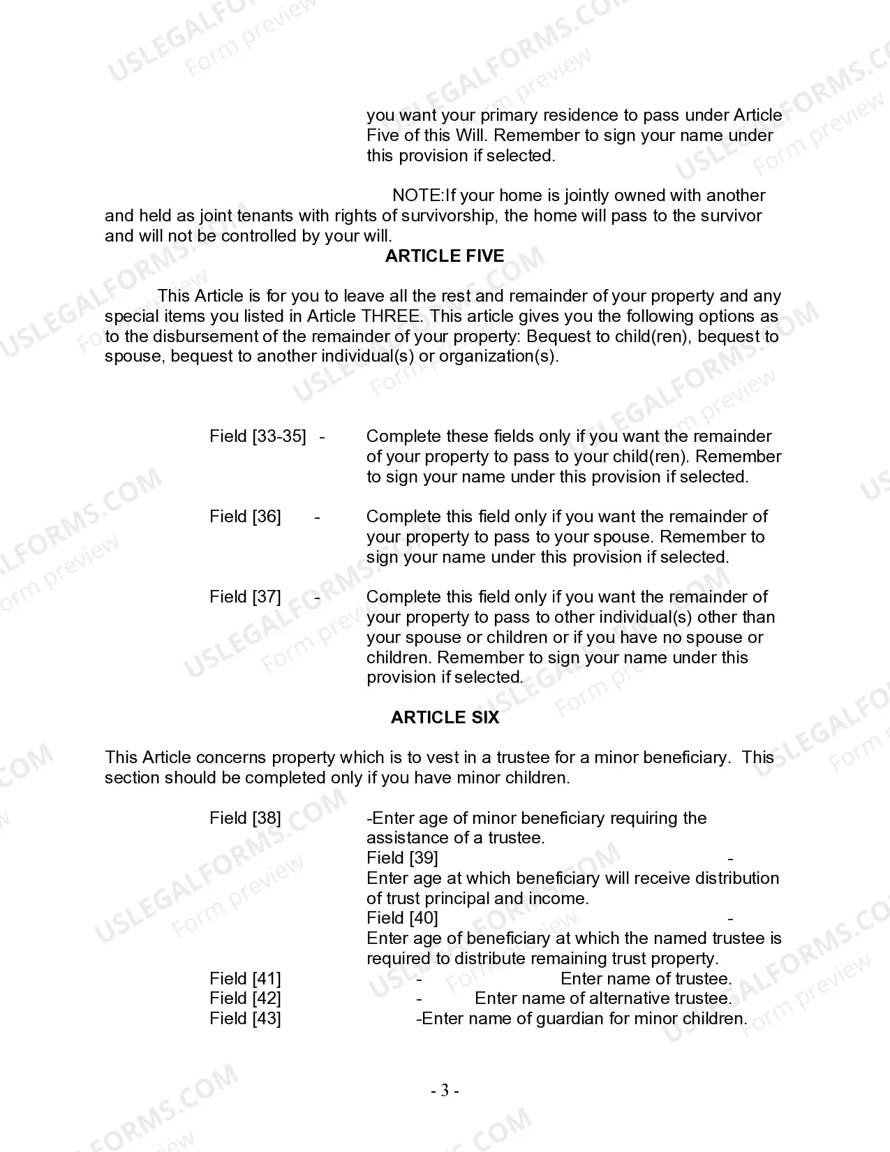 Preview Last Will and Testament for other Persons