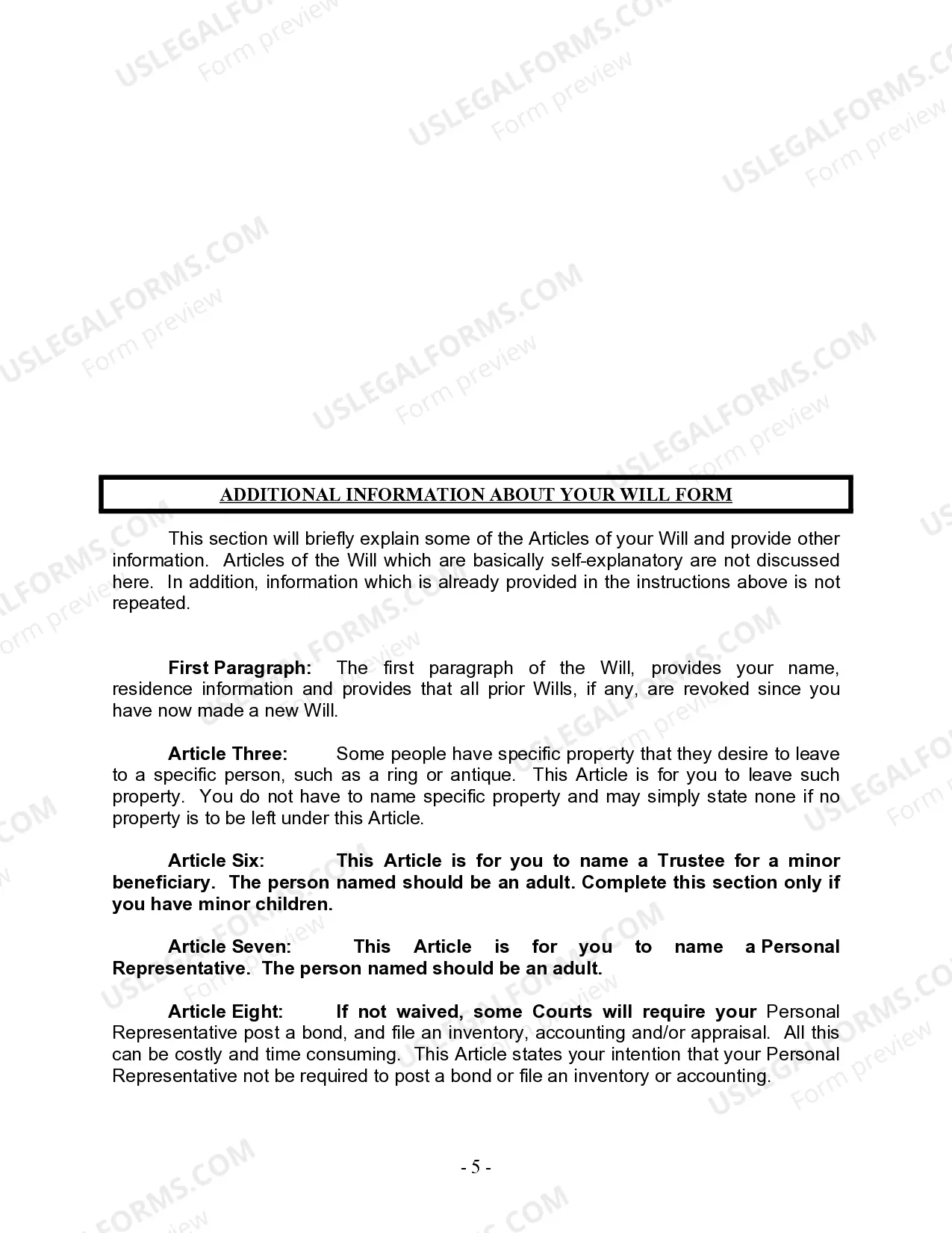 Preview Last Will and Testament for other Persons