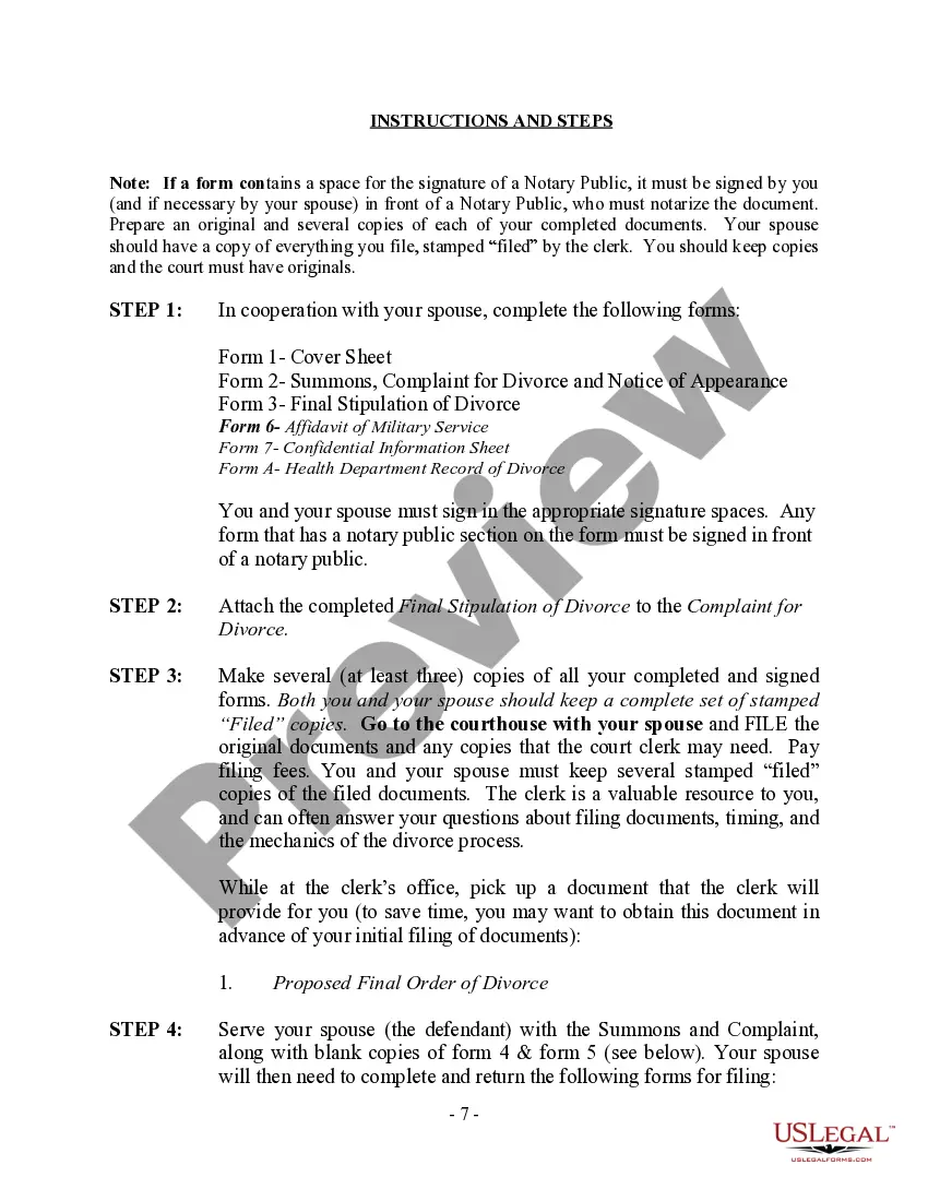 Preview Vermont No-Fault Uncontested Agreed Divorce Package for Dissolution of Marriage with Adult Children and with or without Property and Debts