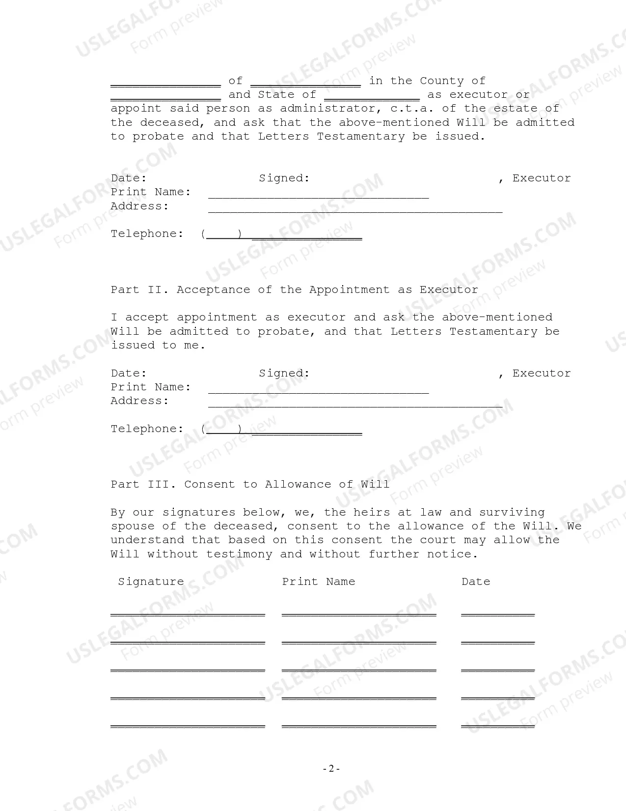 Preview Petition to Open a Testate Estate