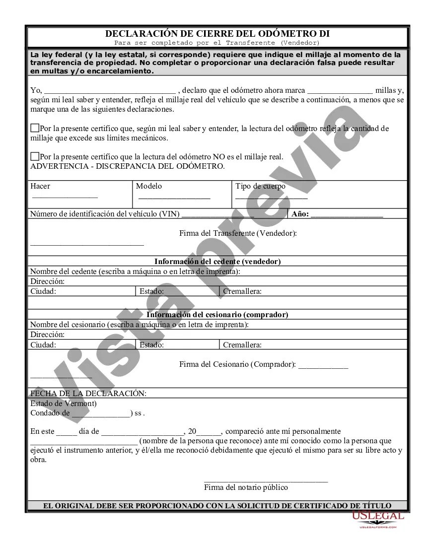 Preview Factura de venta de automóvil o vehículo, incluida la declaración del cuentakilómetros y el pagaré