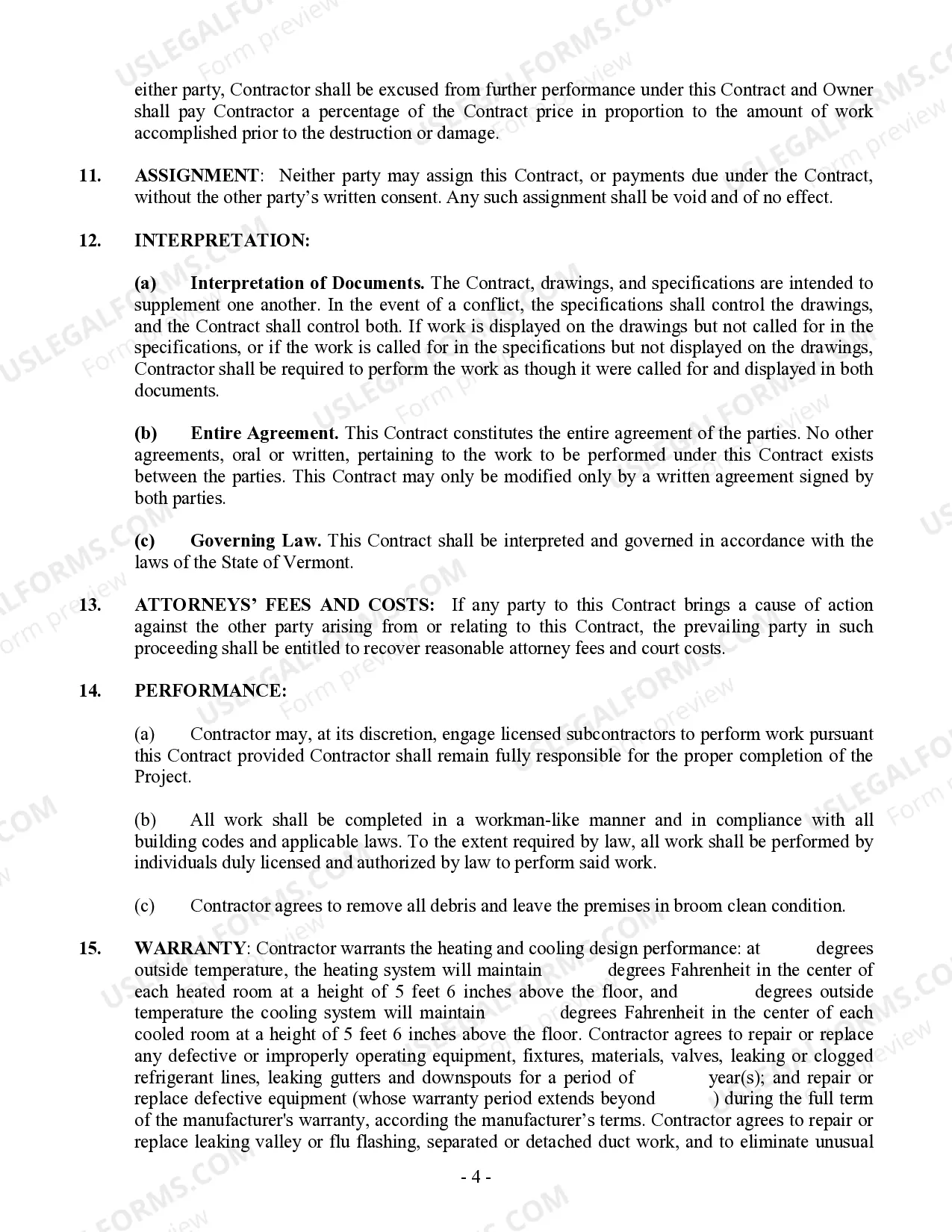 Preview HVAC Contract for Contractor