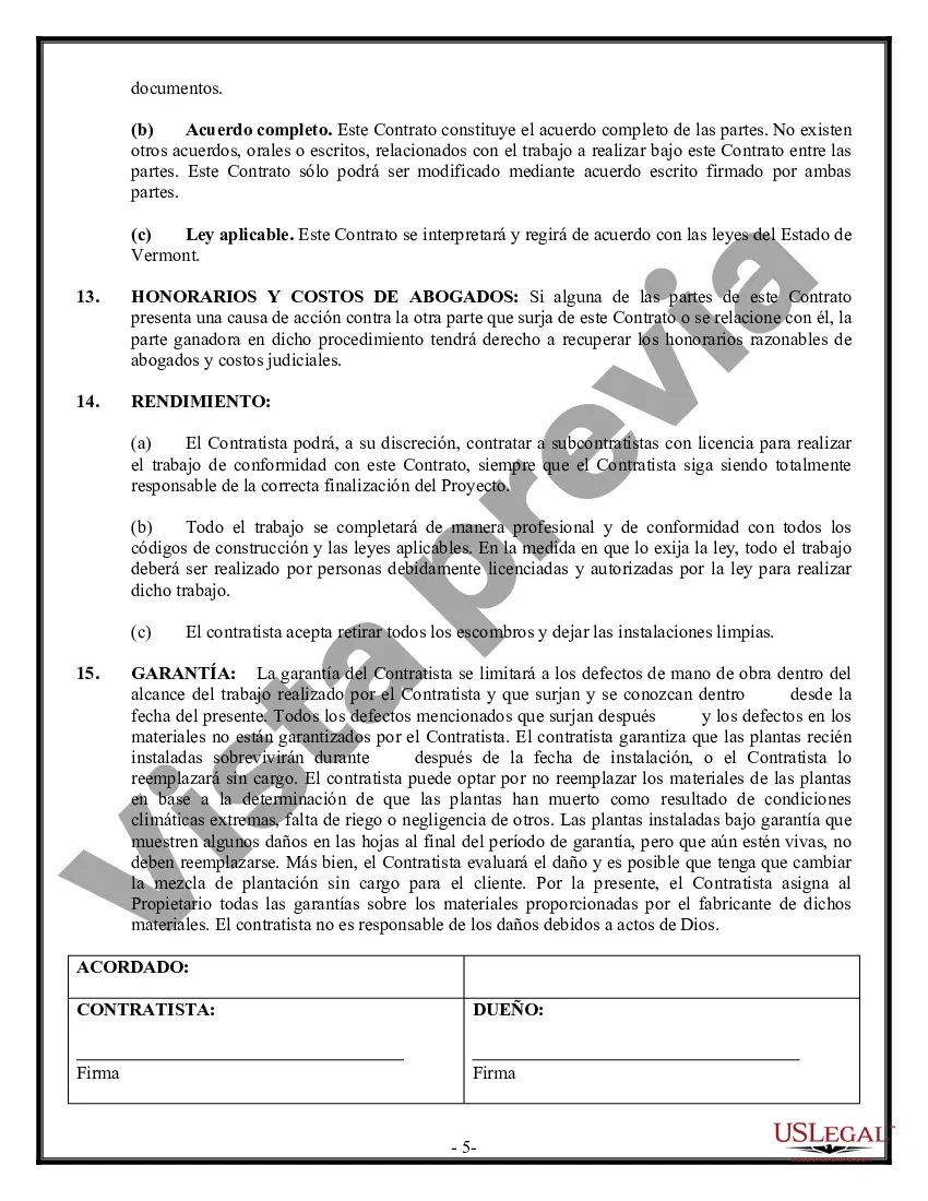 Preview Contrato de paisajismo para contratista