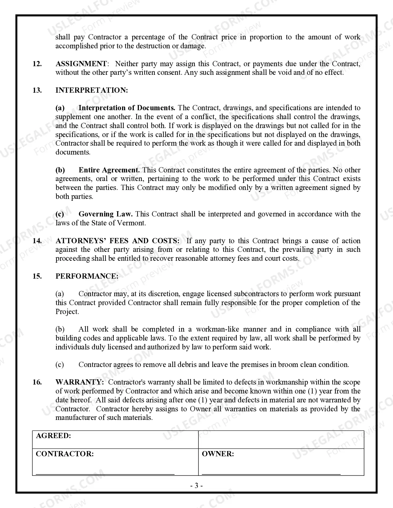 Preview Residential Cleaning Contract for Contractor