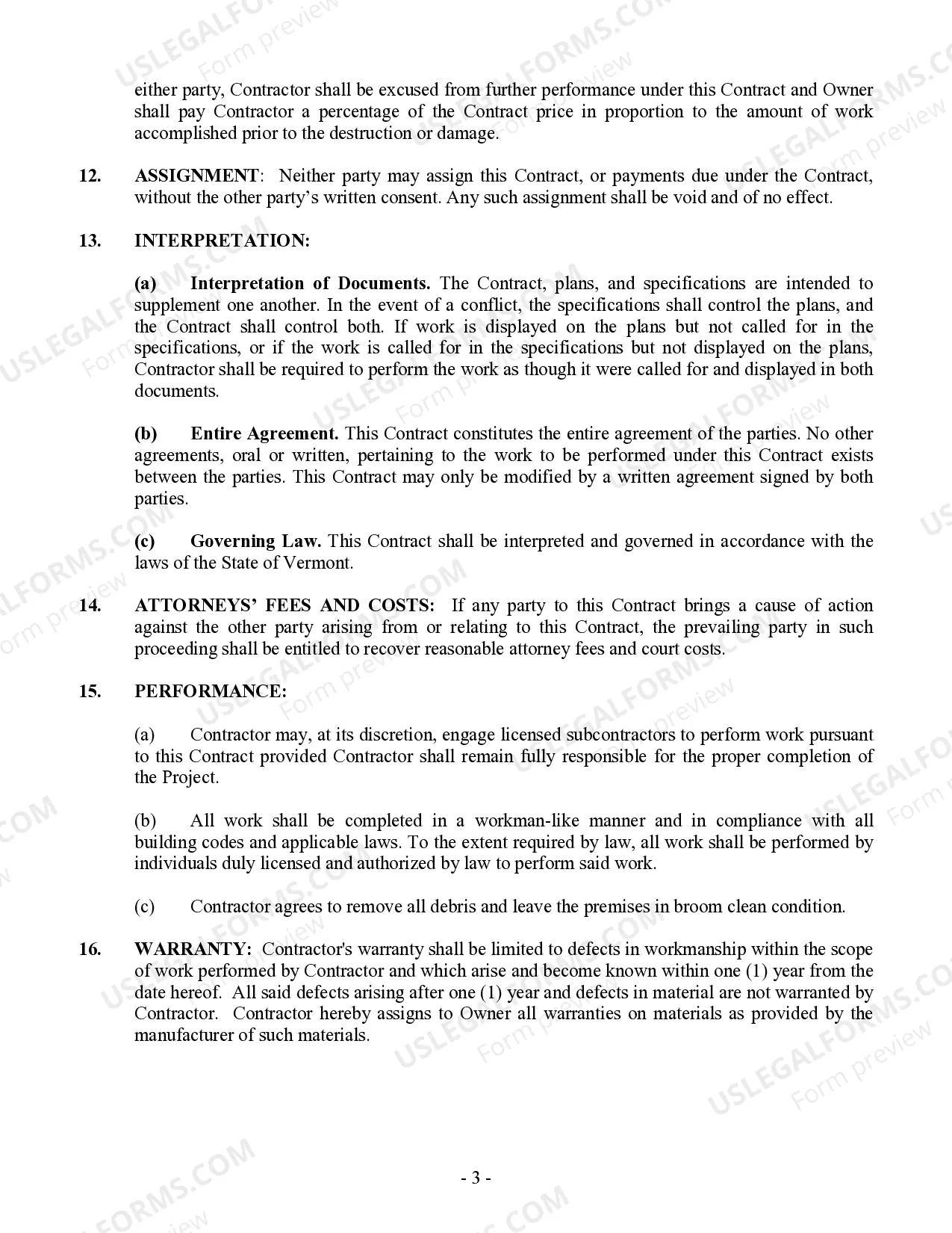 Preview Site Work Contract for Contractor