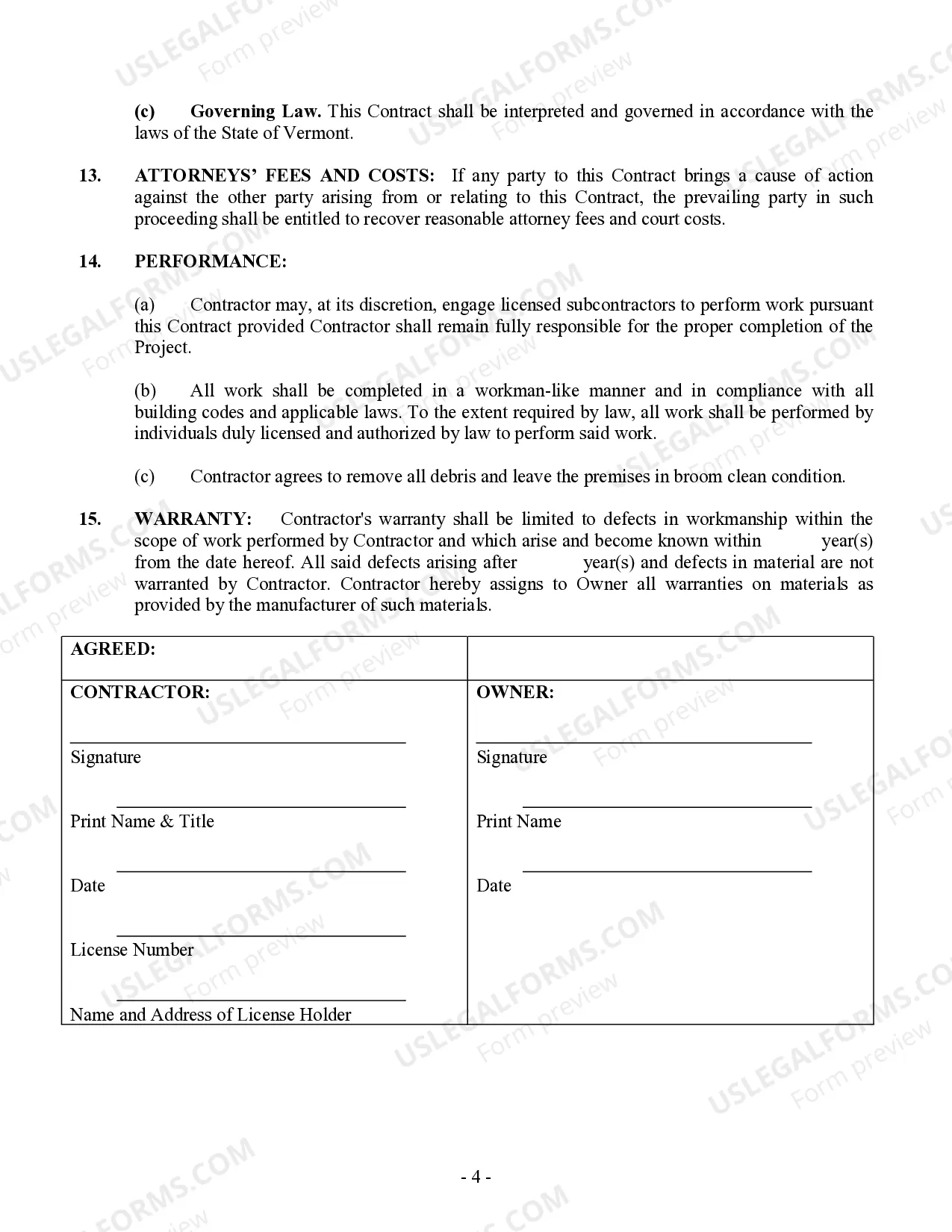 Preview Siding Contract for Contractor