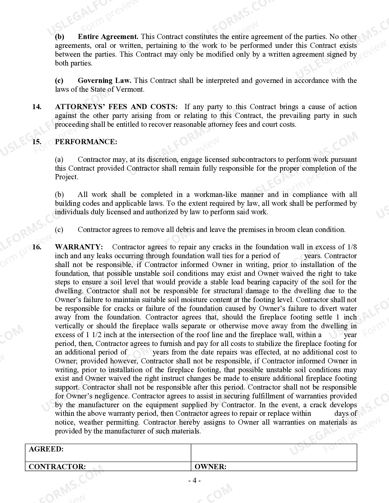 Preview Foundation Contract for Contractor