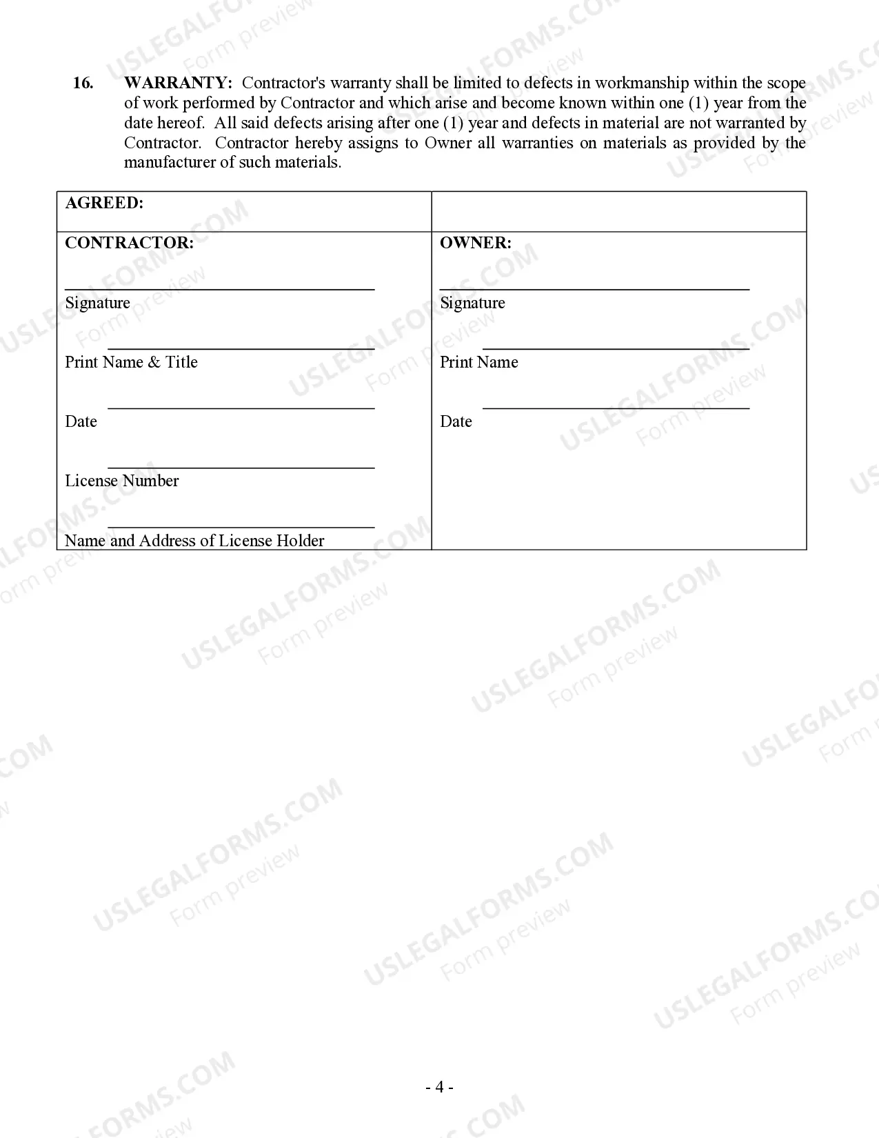 Preview Brick Mason Contract for Contractor