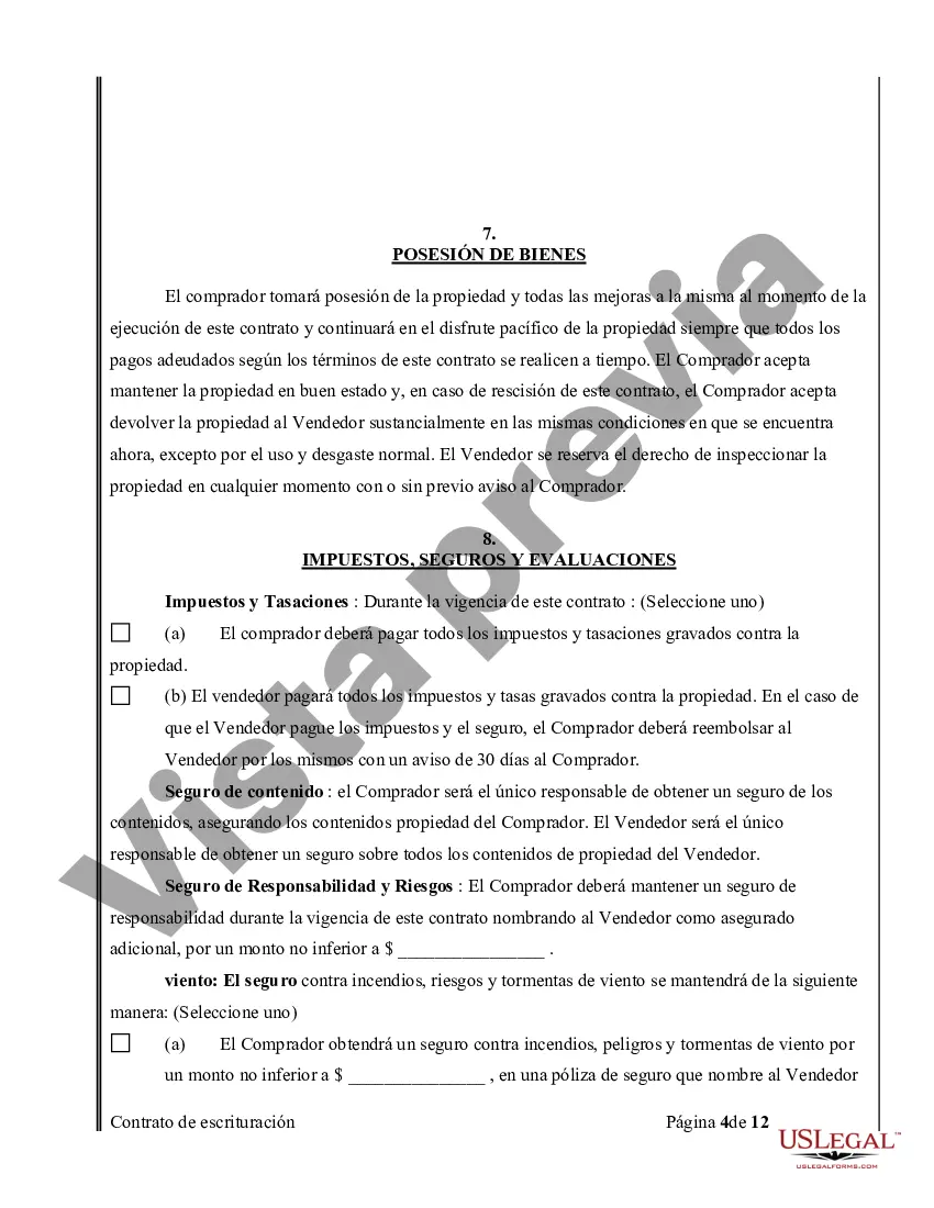 Preview Acuerdo o Contrato de Escritura de Venta y Compra de Bienes Raíces a/k/a Terreno o Contrato de Ejecución