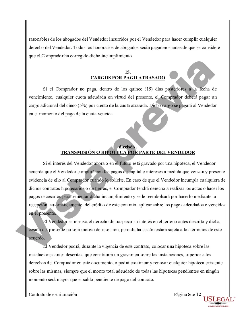 Preview Acuerdo o Contrato de Escritura de Venta y Compra de Bienes Raíces a/k/a Terreno o Contrato de Ejecución