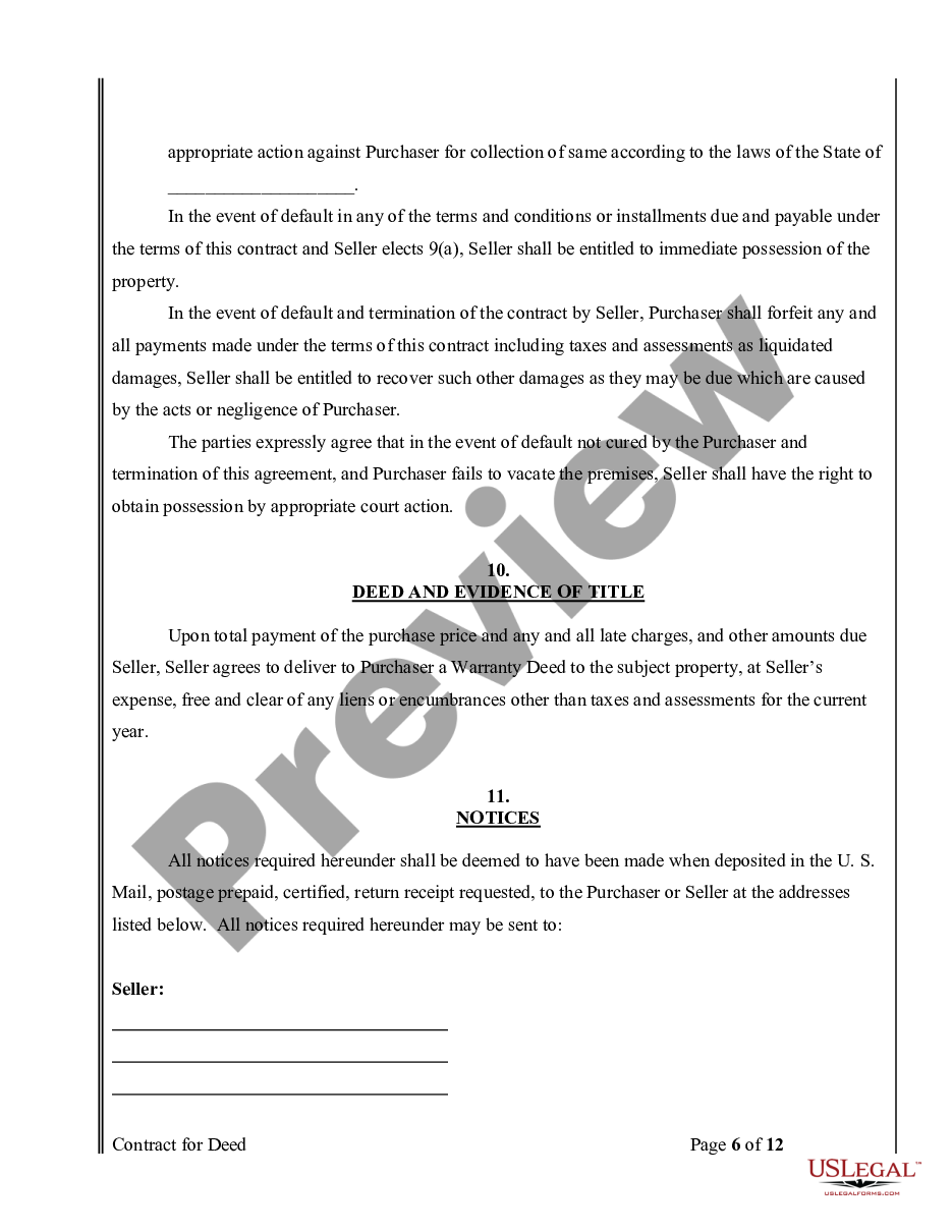 page 5 Agreement or Contract for Deed for Sale and Purchase of Real Estate a/k/a Land or Executory Contract preview