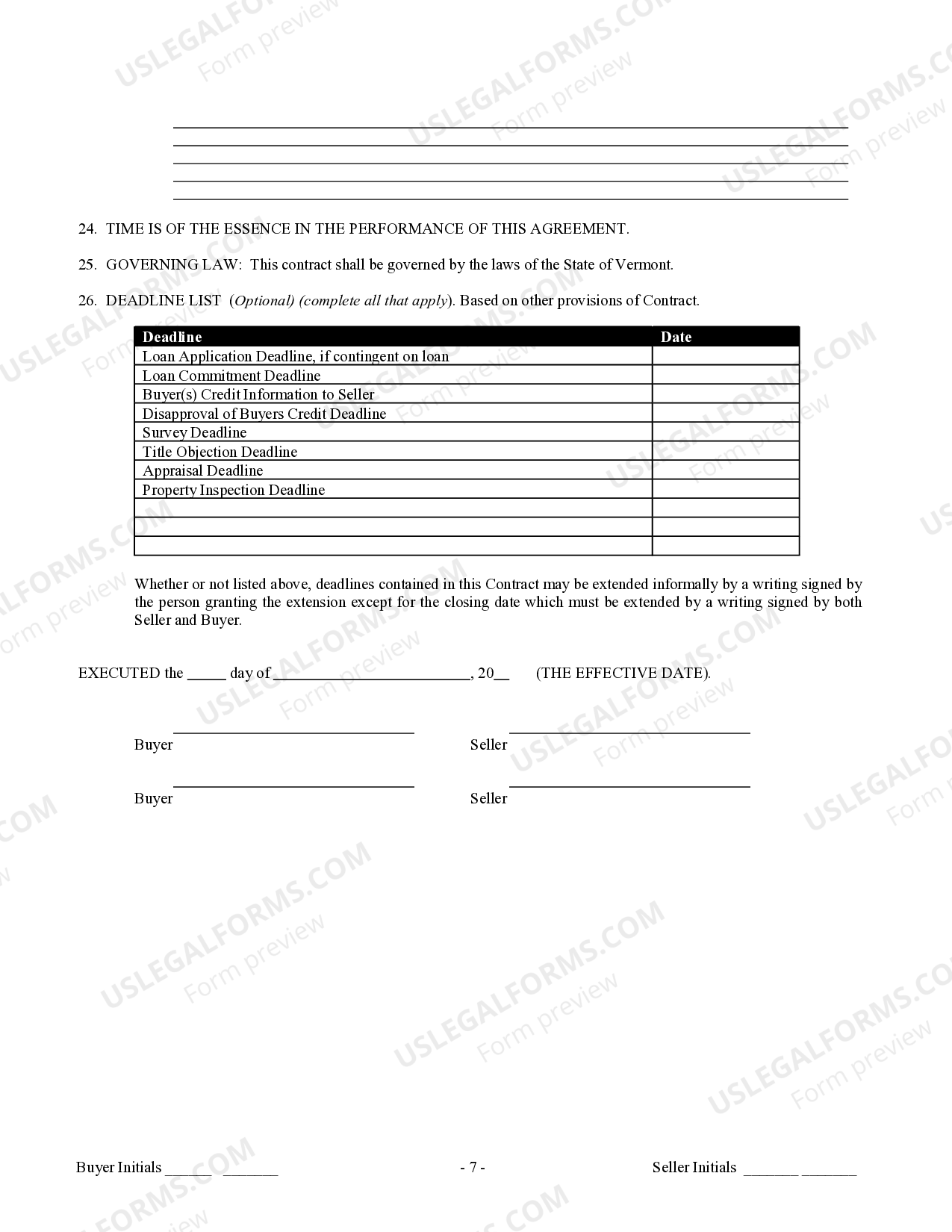 Vermont Contract for Sale and Purchase of Real Estate with No Broker