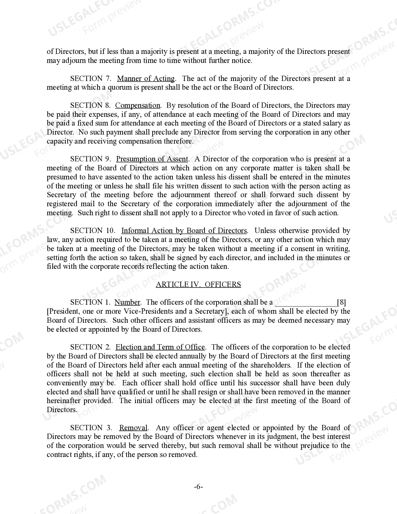 Preview Vermont Bylaws for Corporation