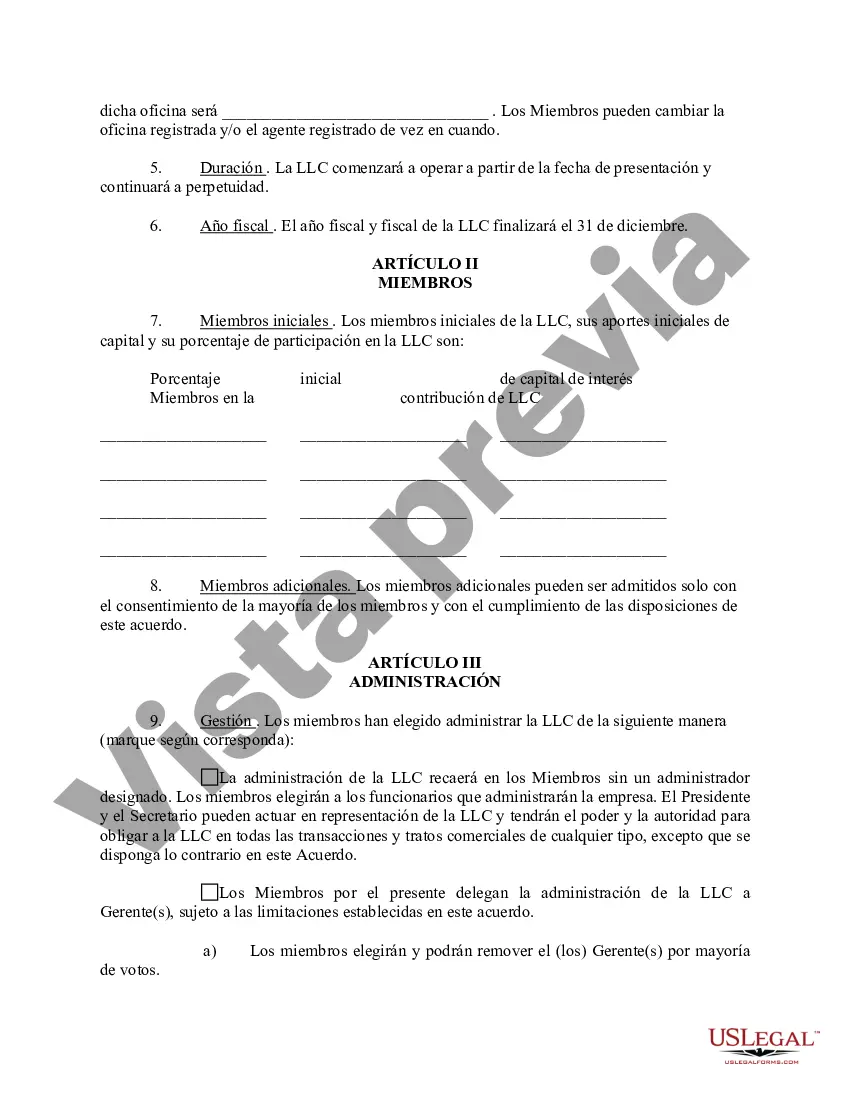 Preview Acuerdo Operativo de Sociedad de Responsabilidad Limitada LLC
