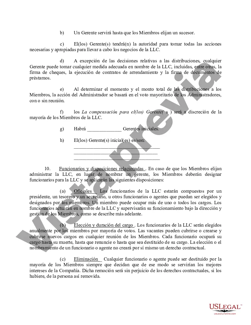 Preview Acuerdo Operativo de Sociedad de Responsabilidad Limitada LLC