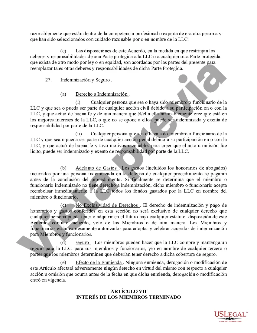 Preview Acuerdo Operativo de Sociedad de Responsabilidad Limitada LLC