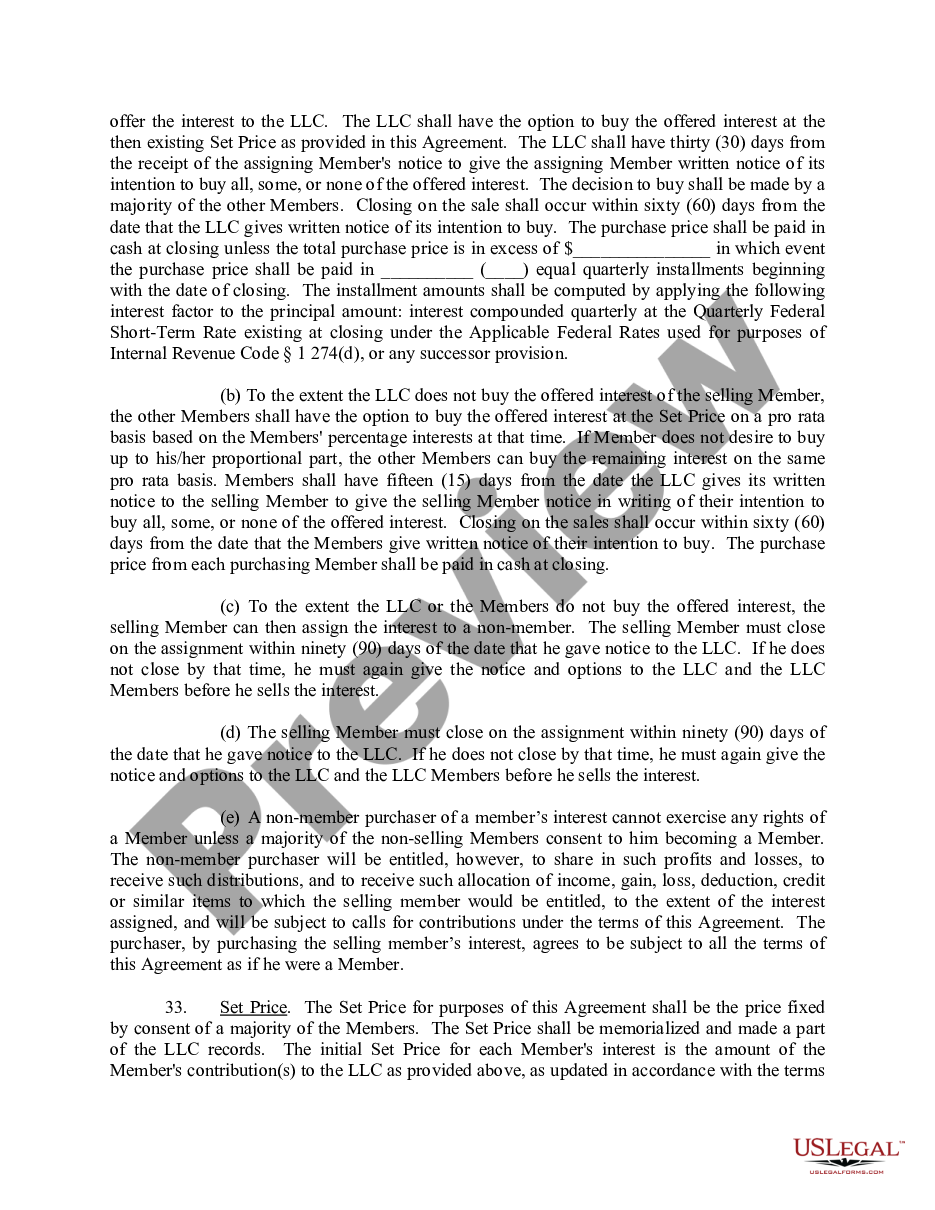 page 9 Limited Liability Company LLC Operating Agreement preview