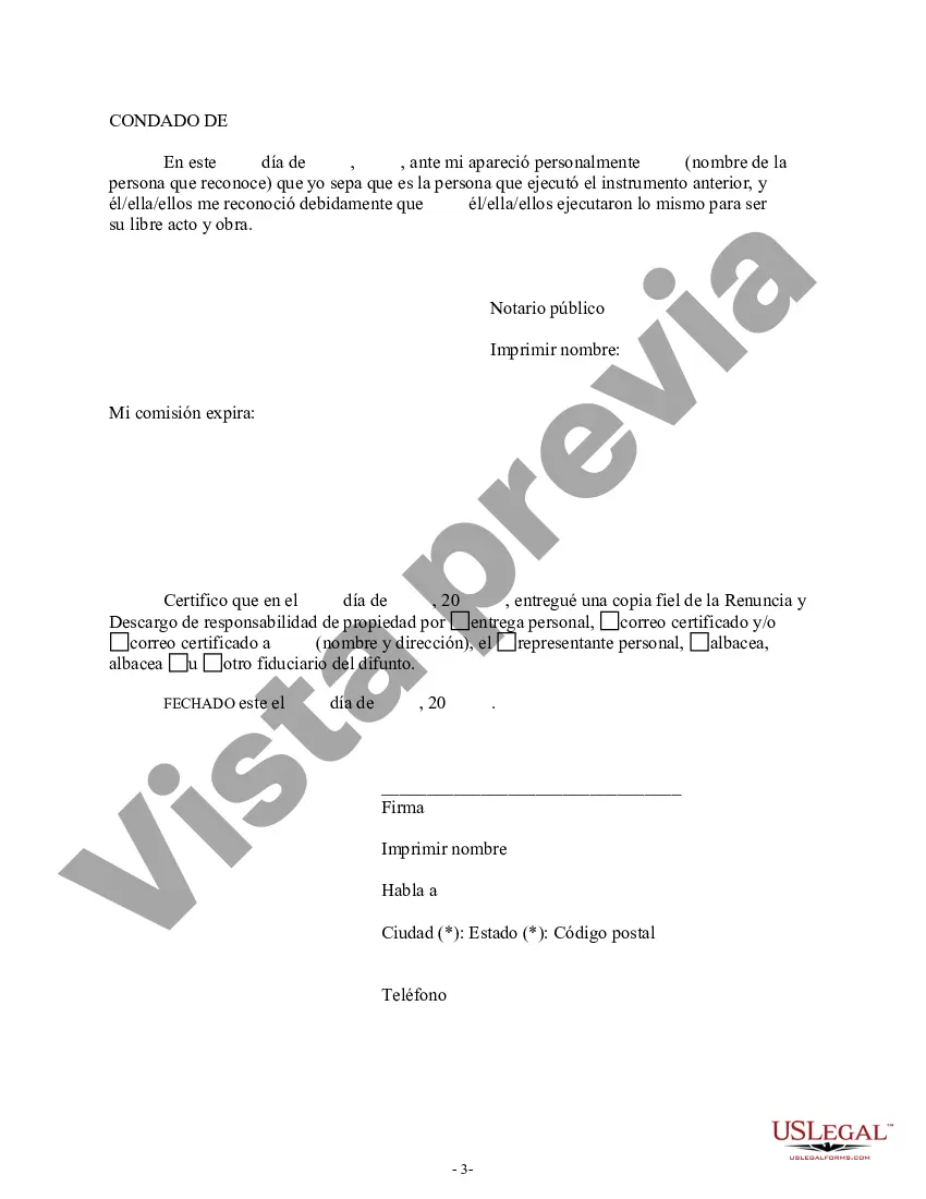 Preview Renuncia y renuncia de propiedad del testamento por testamento