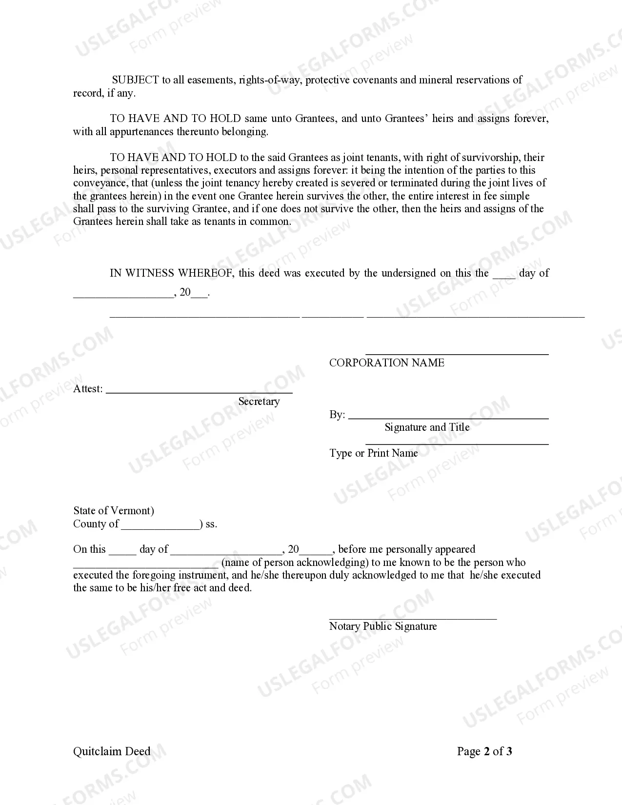 Preview Quitclaim Deed from Corporation to Husband and Wife