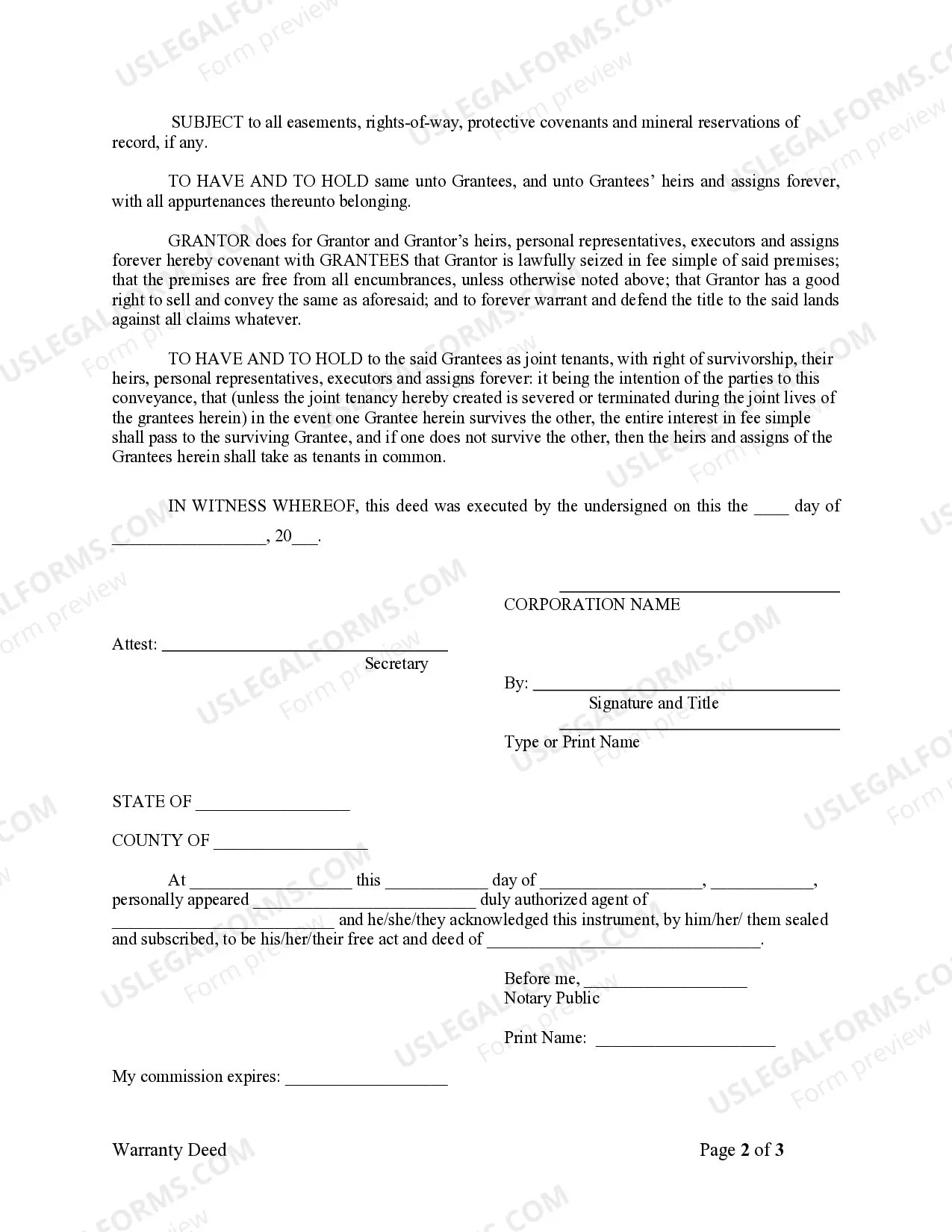 Preview Warranty Deed from Corporation to Husband and Wife