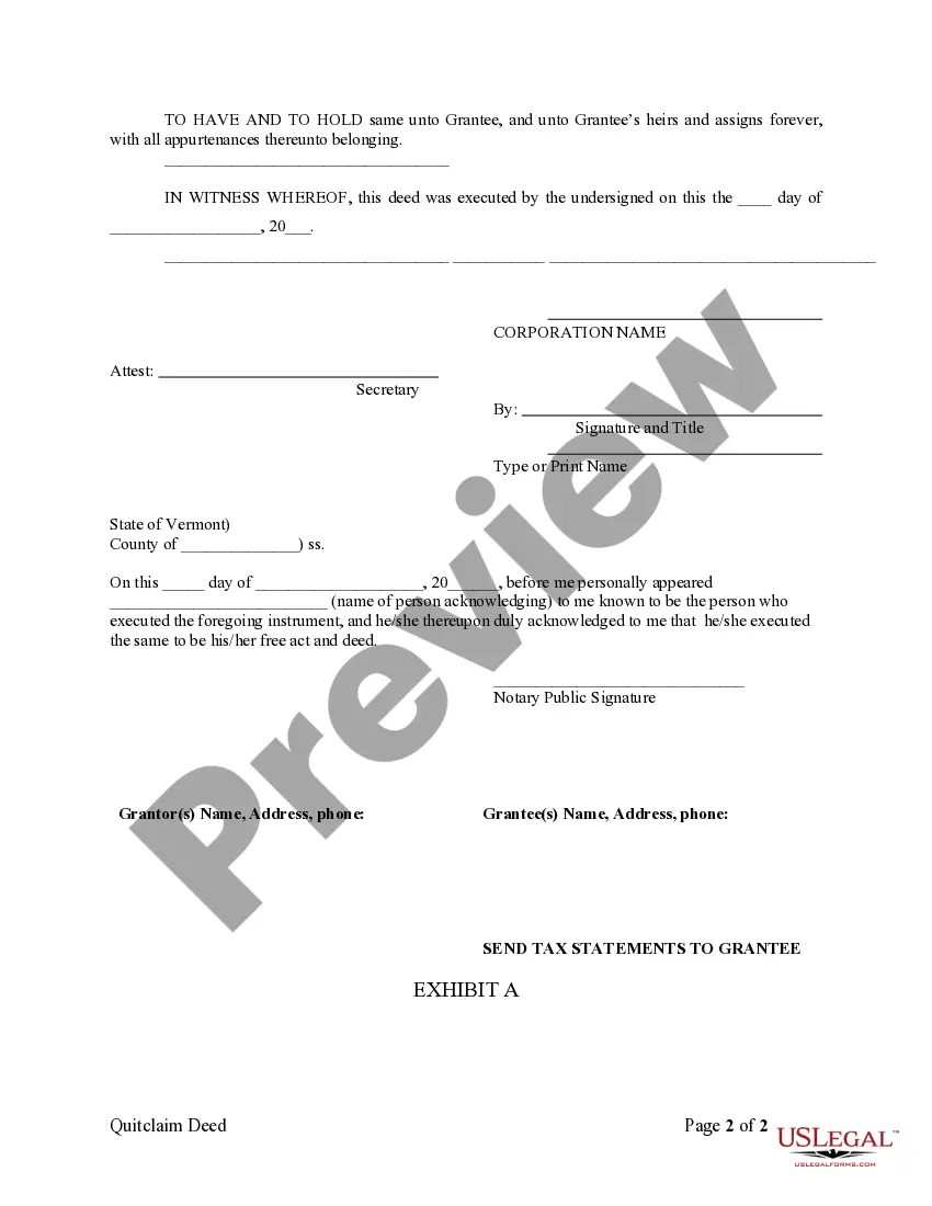 Preview Quitclaim Deed from Corporation to Individual