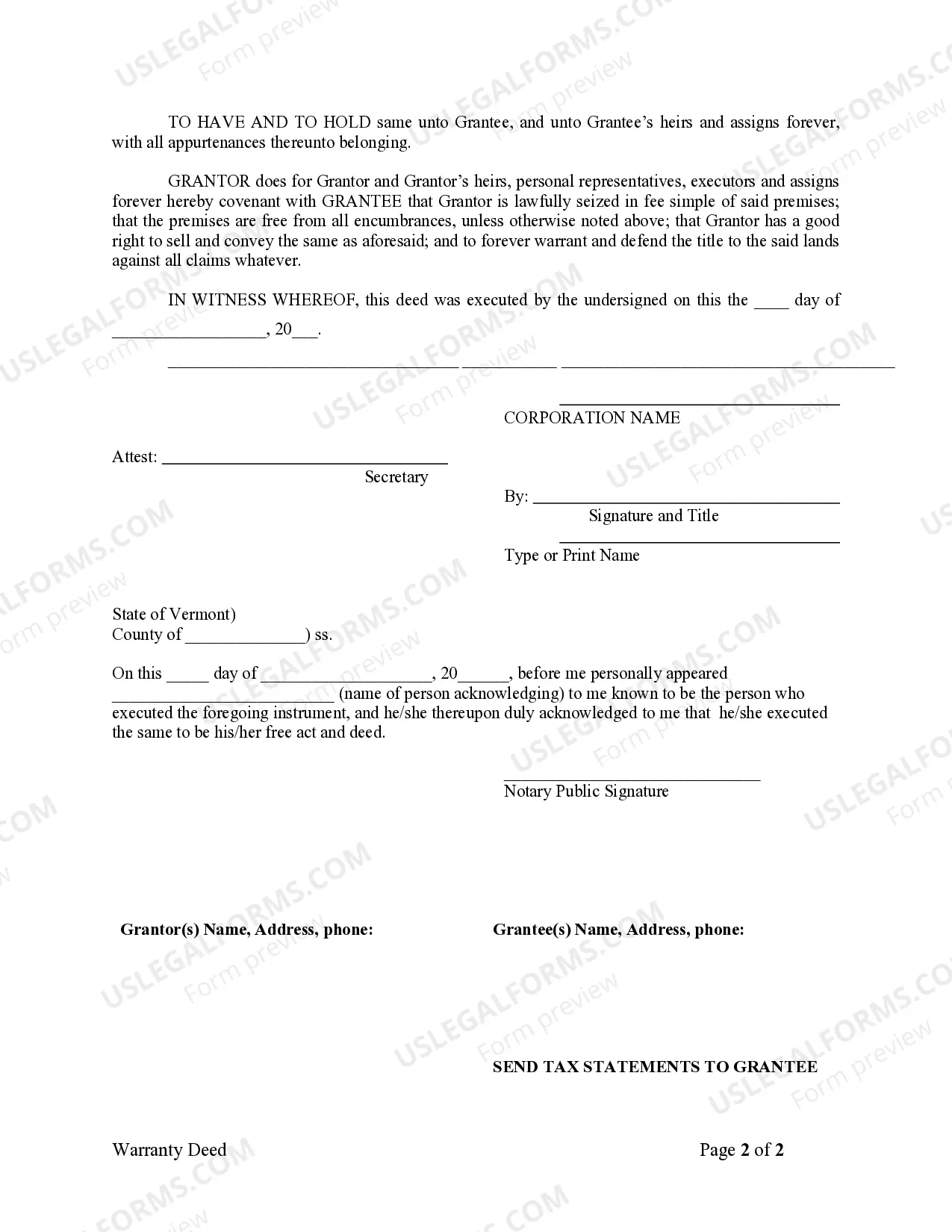 Preview Warranty Deed from Corporation to Individual