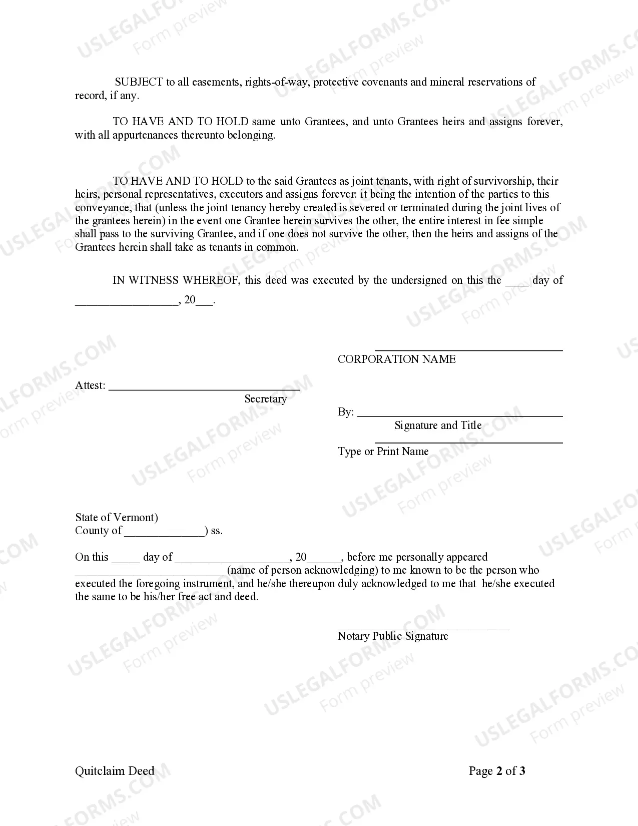 Preview Quitclaim Deed from Corporation to Two Individuals