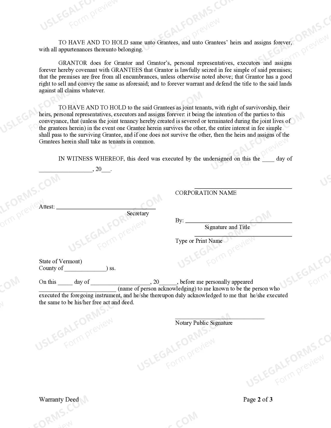Preview Warranty Deed from Corporation to Two Individuals