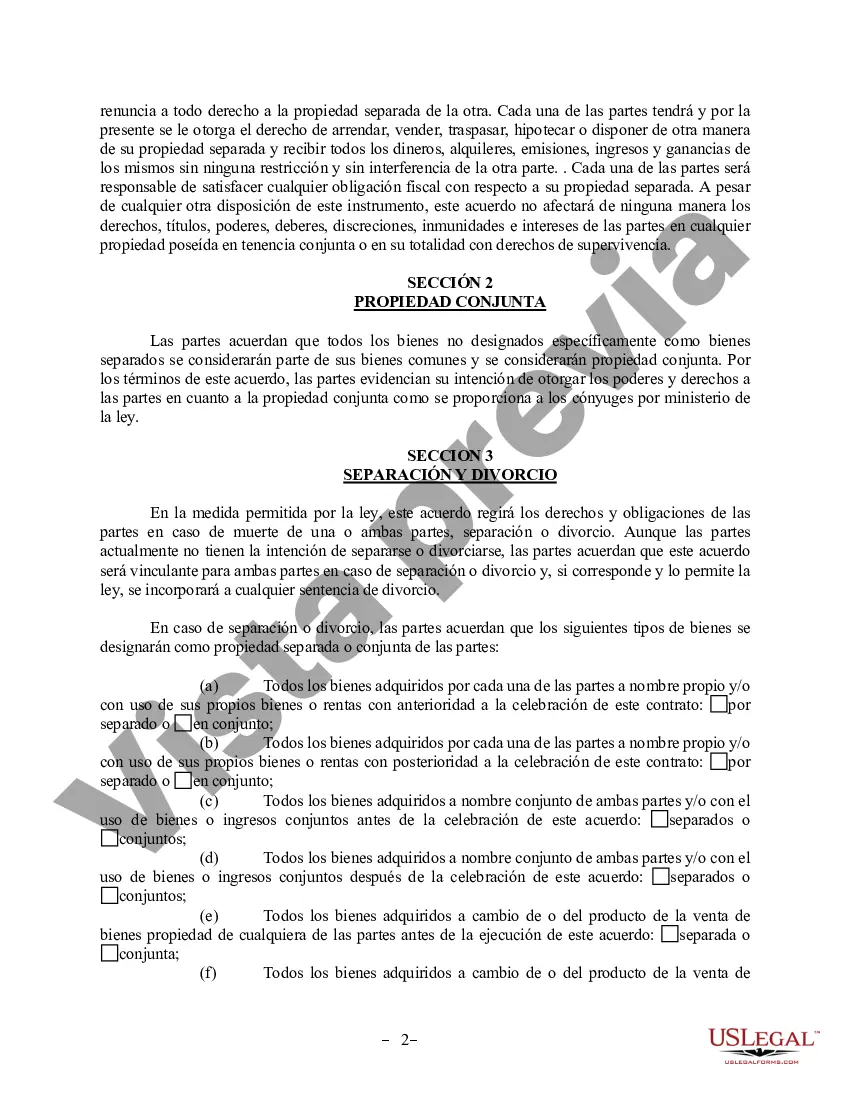 Preview Acuerdo de propiedad posnupcial - Vermont
