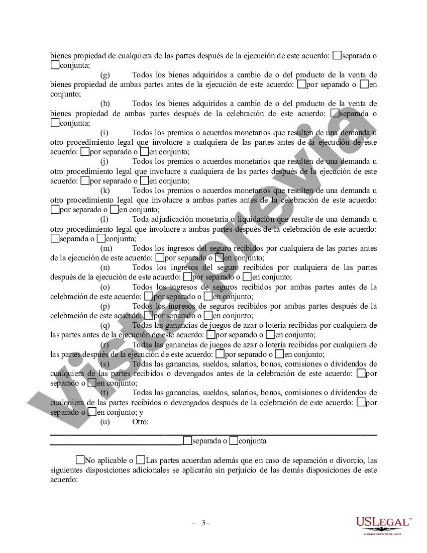 Preview Acuerdo de propiedad posnupcial - Vermont