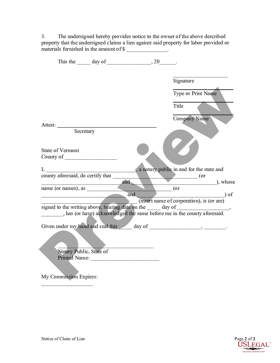 page 1 Notice of Lien by Corporation or LLC preview