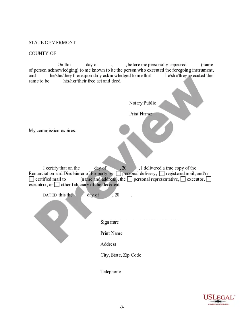 Preview Renunciation And Disclaimer of Property received by Intestate Succession