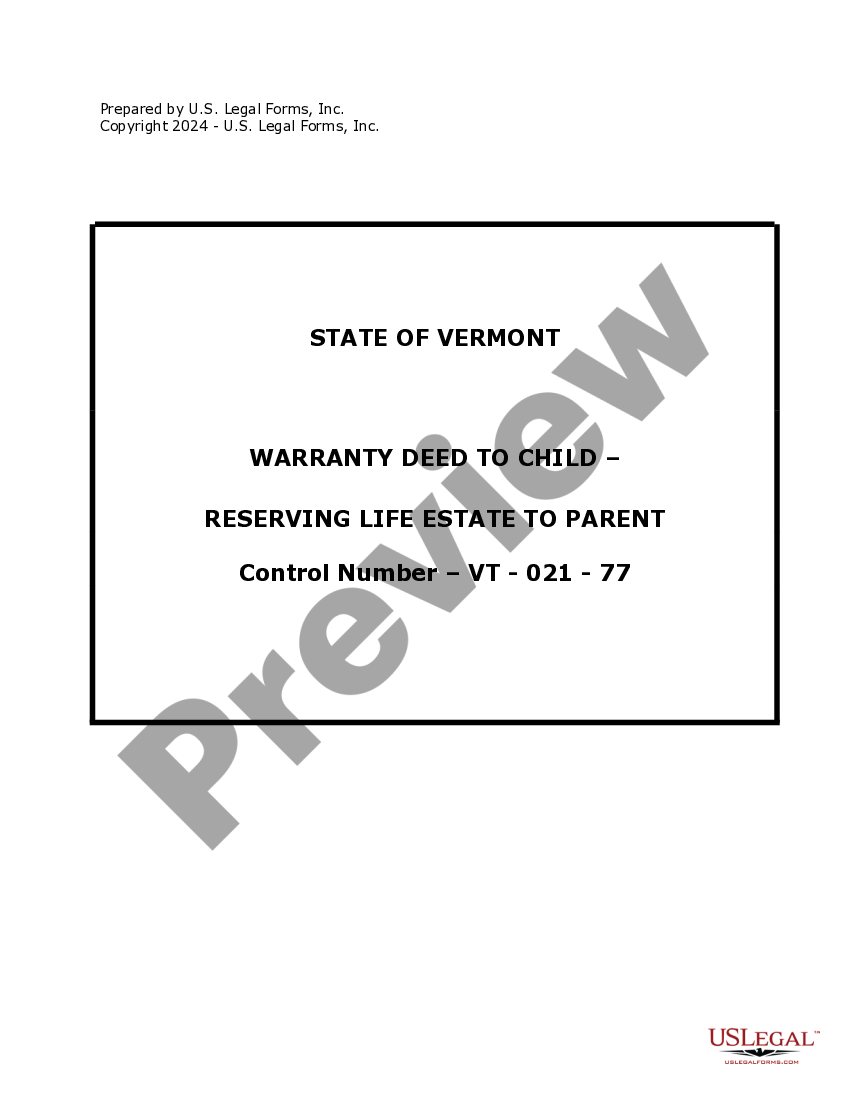 Vermont Enhanced Life Estate Deed Form US Legal Forms